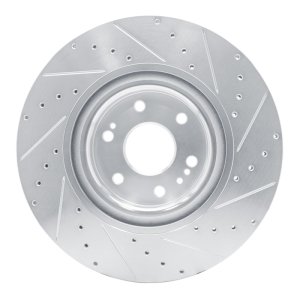 Cadillac Escalade ESV Brake Rotor (1) - Front Left - R1 Concepts - Drilled & Slotted - Silver - `21-`25